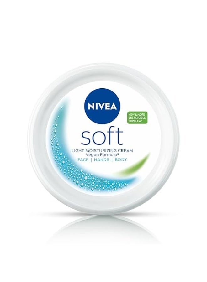 نيفيا كريم نيفيا سوفت المرطب الخفيف للوجه واليدين والجسم، ترطيب فوري، كريم غير دهني غني بفيتامين E وزيت الجوجوبا، 200 مل. - Image 1